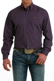 Cinch Men's Royal Purple Patterned Long Sleeve.