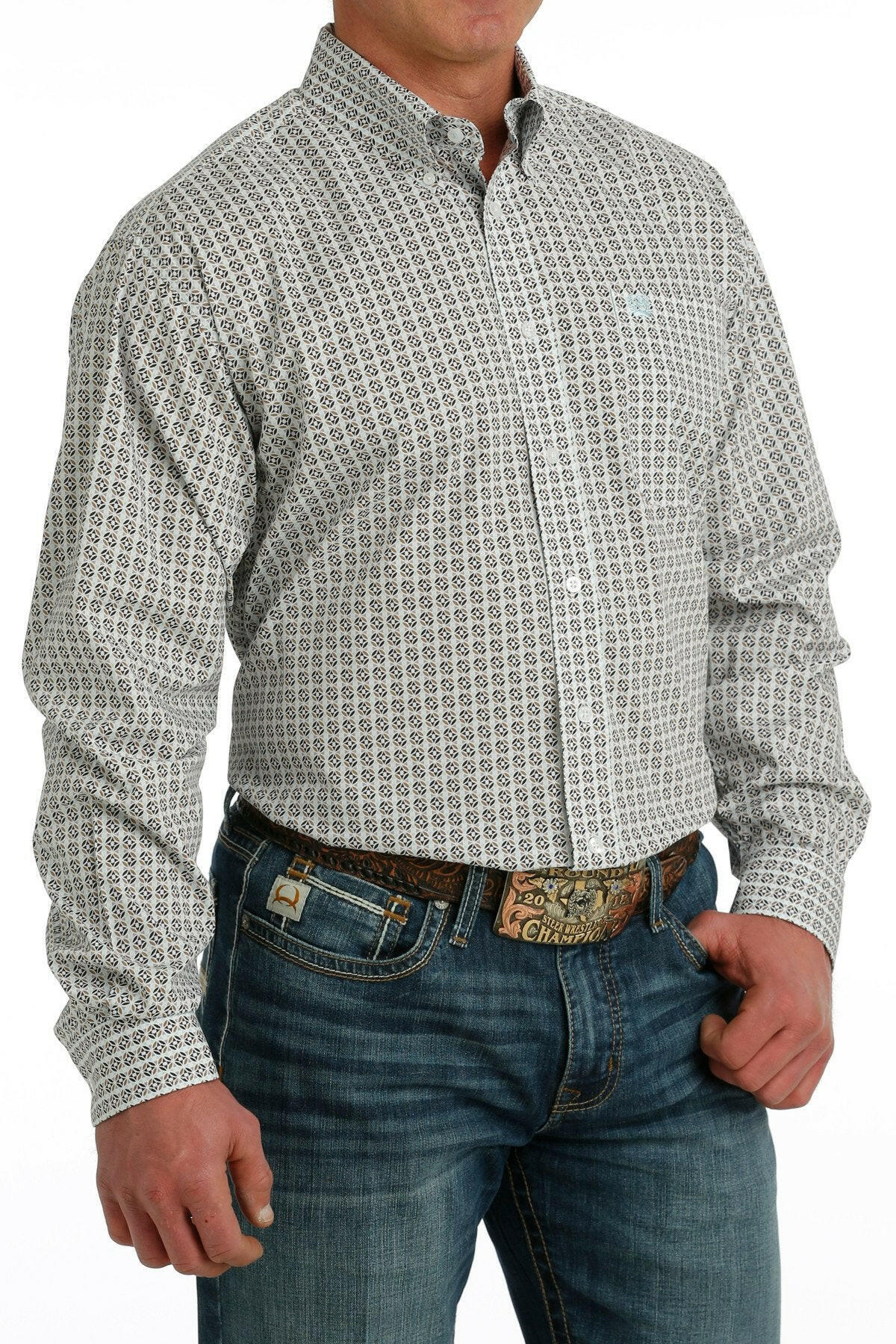 Cinch Men's Geo Print Button Down Shirt.