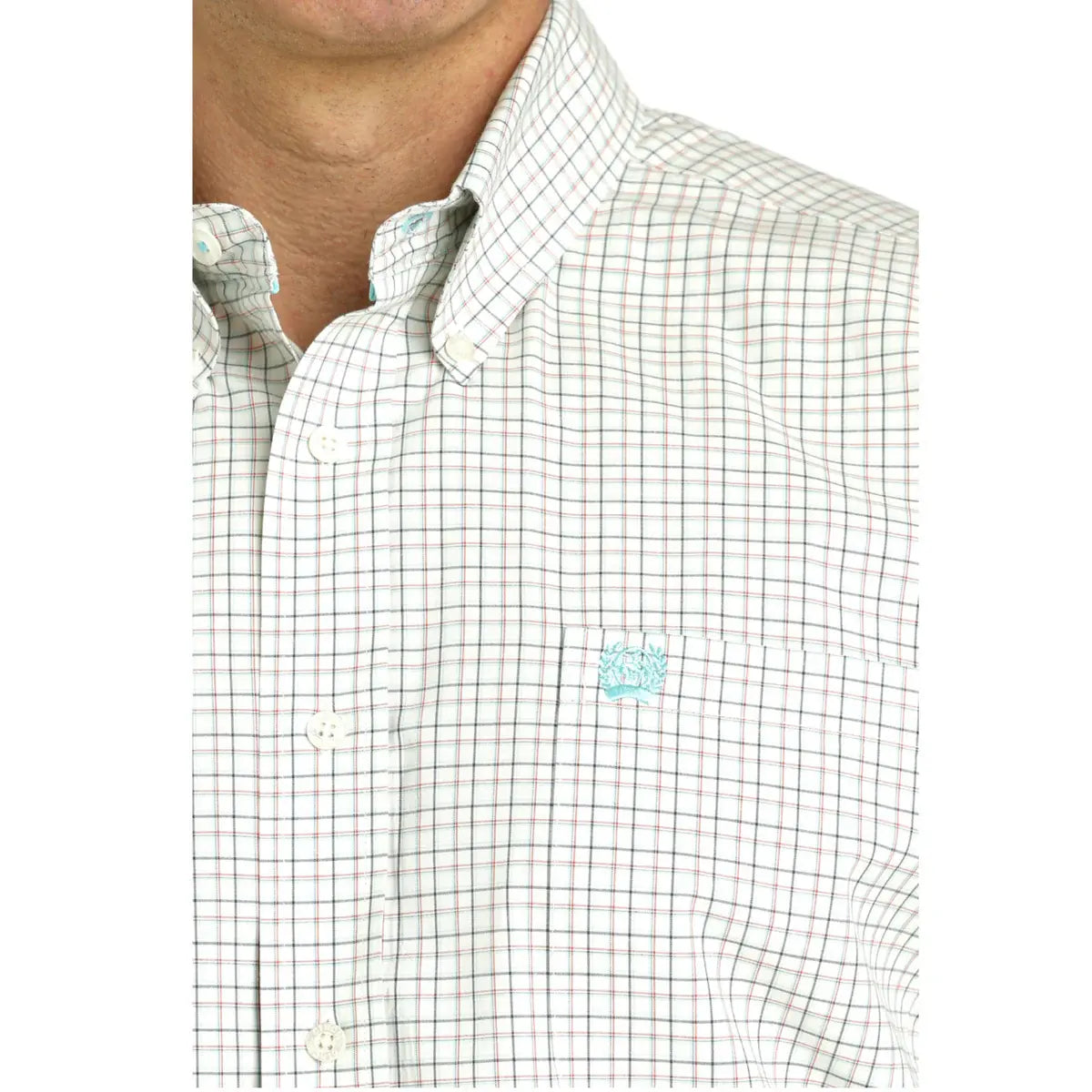 Cinch Men's Cream Colored Plaid Long Sleeve Shirt.