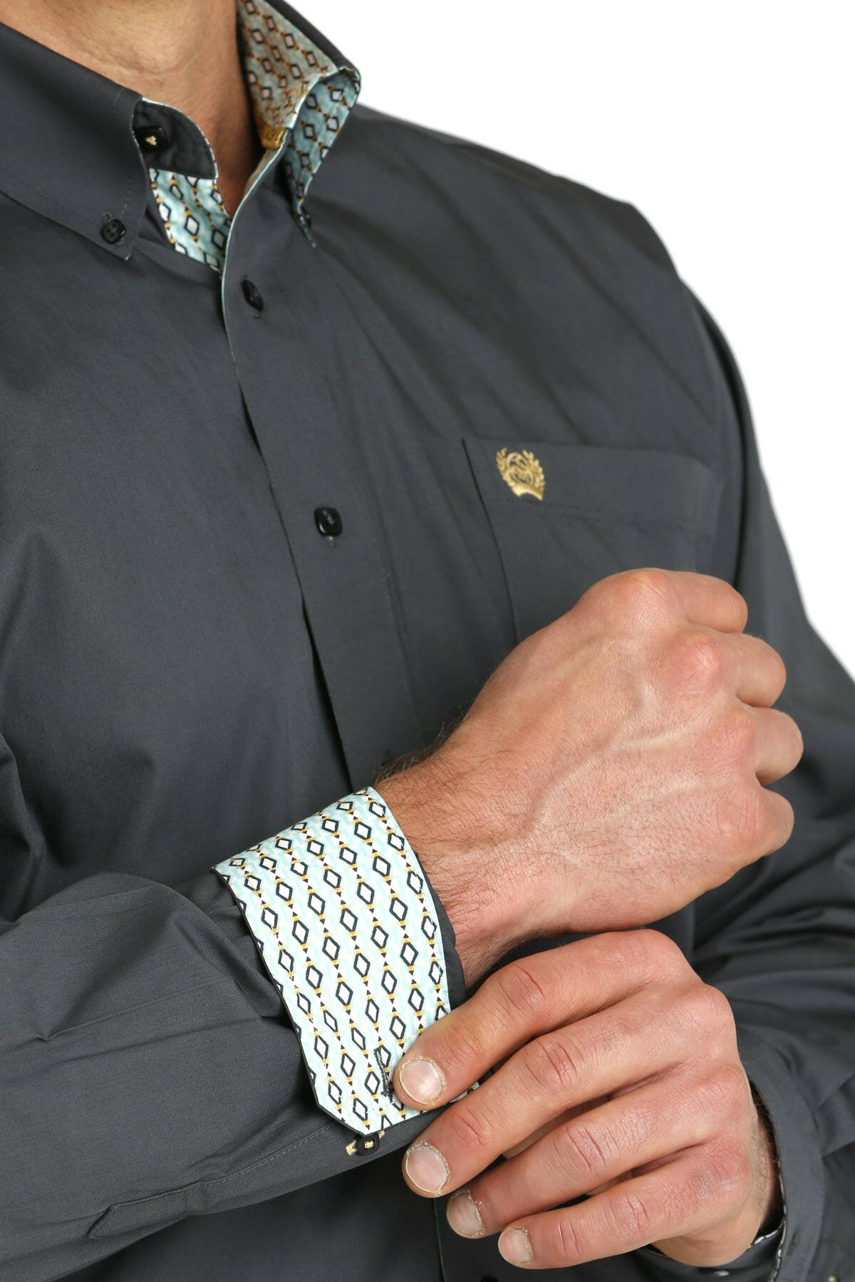 Cinch Men's Solid Charcoal Long Sleeve Shirt.