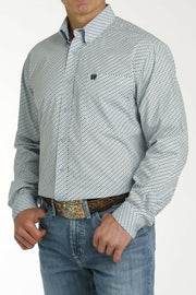 Cinch Men's Light Blue Printed Shirt.