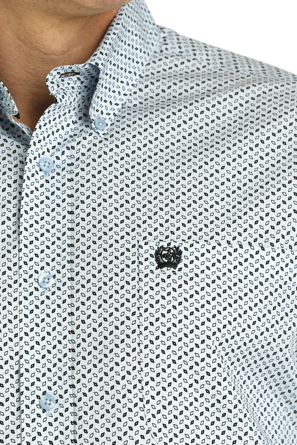 Cinch Men's Light Blue Printed Shirt.