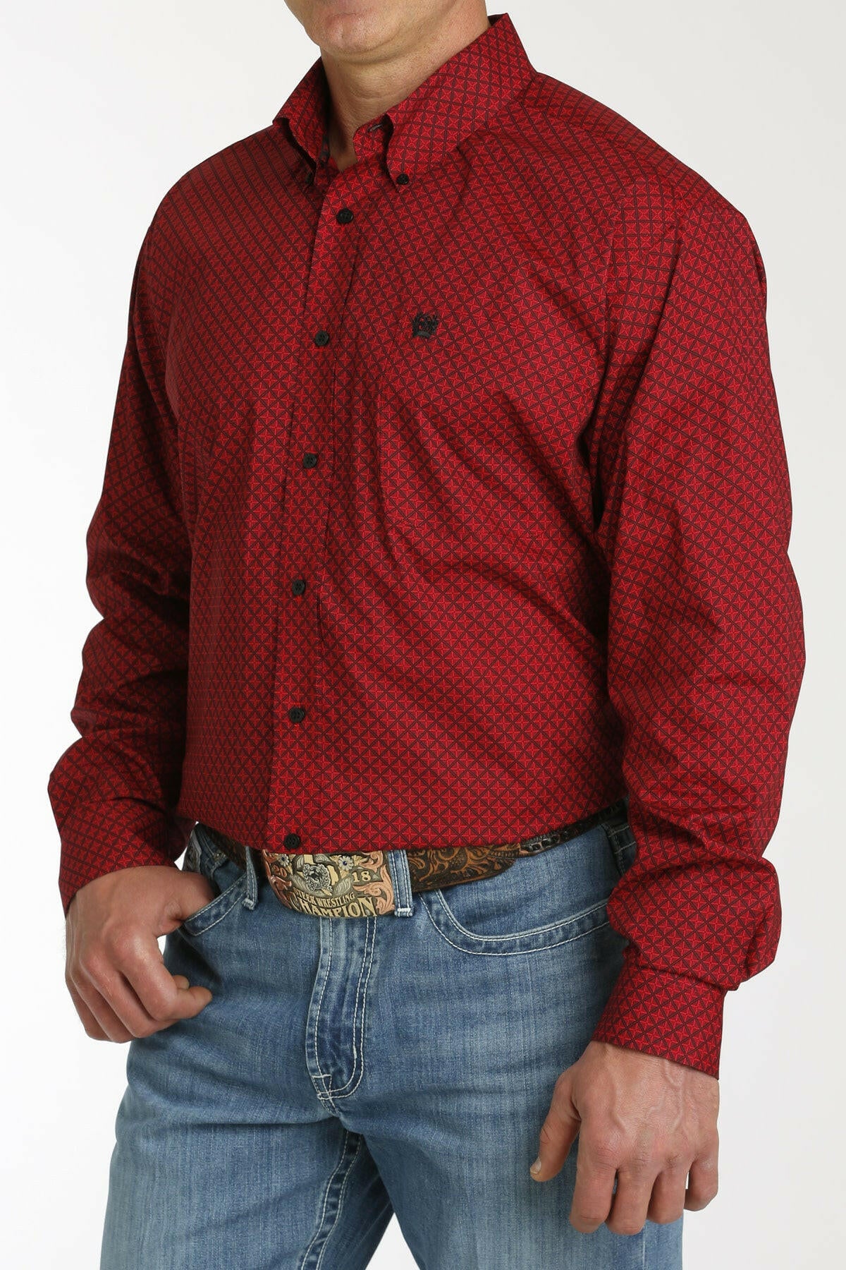 Cinch Men's Red Button Down Shirt.