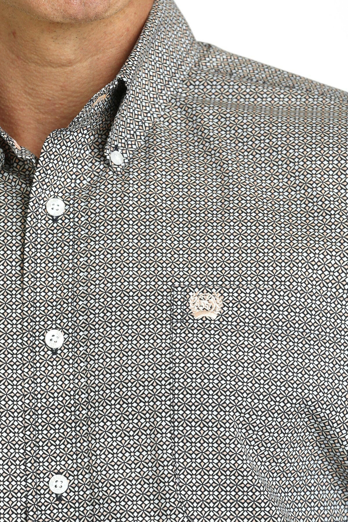 Cinch Men's Multicolor Patterned Long Sleeve Shirt.