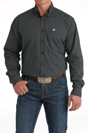 Cinch Men's Black Printed Long Sleeve Button Down Shirt Size Large.