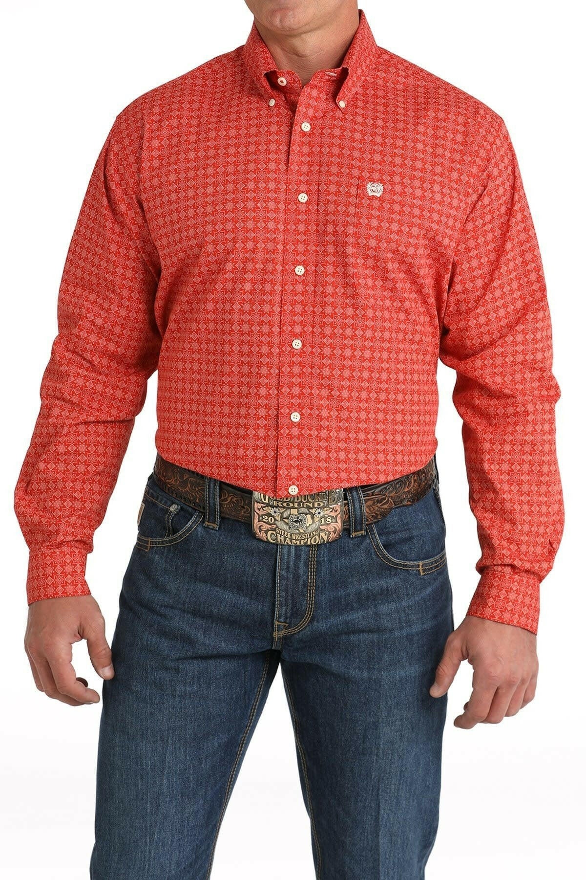 Cinch Men's Geometric Print Button Down Shirt.