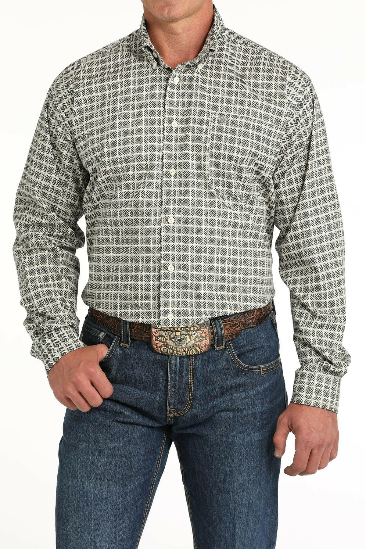 Cinch Men's Kaleidoscope Print Button Down Shirt.