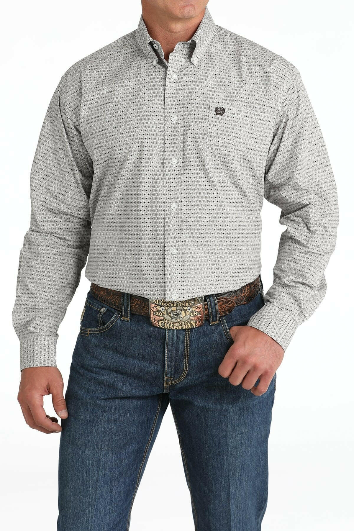 Cinch Men's Geometric Print Button Down Shirt.