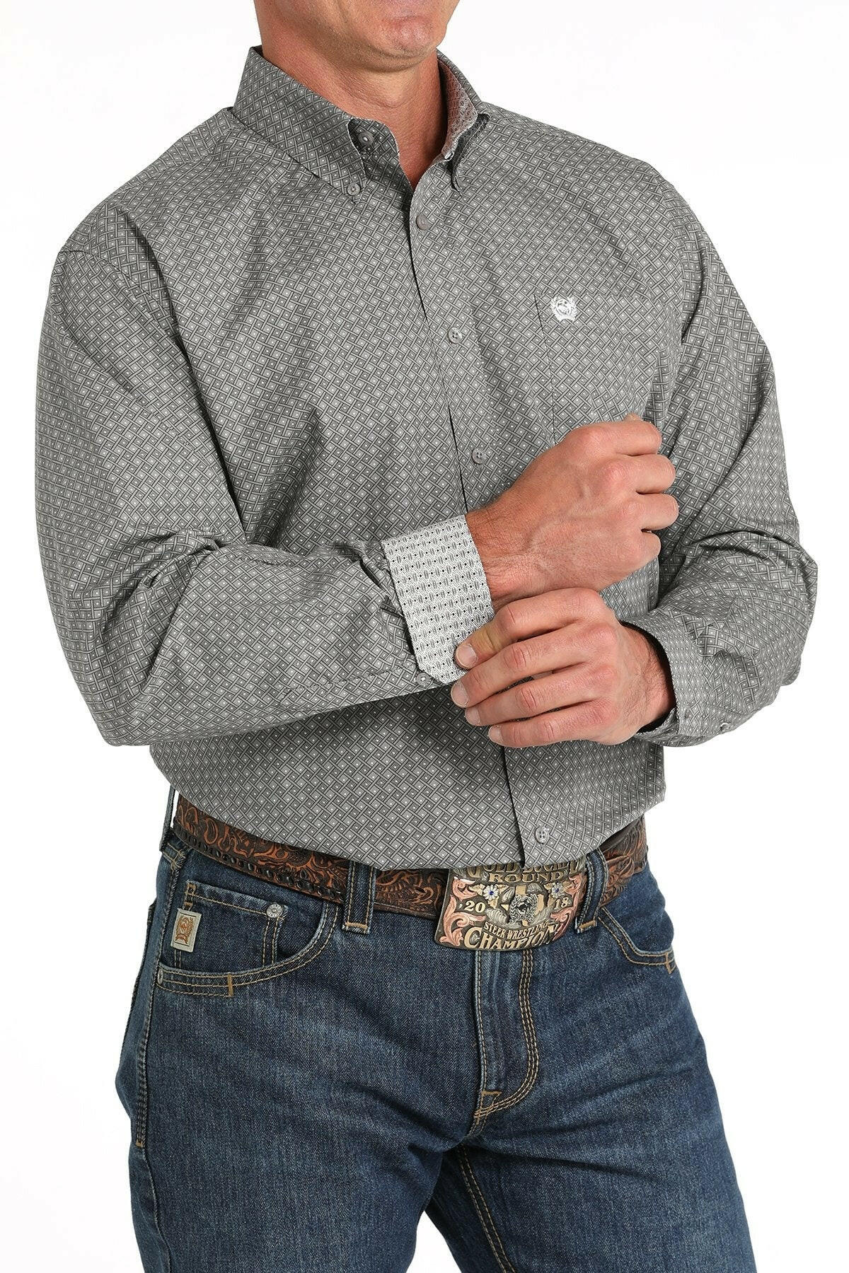 Cinch Men's Geometric Print Button Down Shirt.