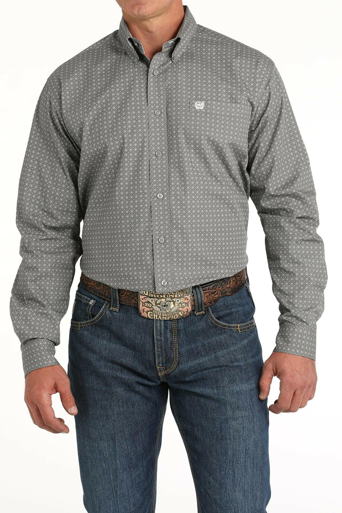 Cinch Men's Geometric Print Button Down Shirt.