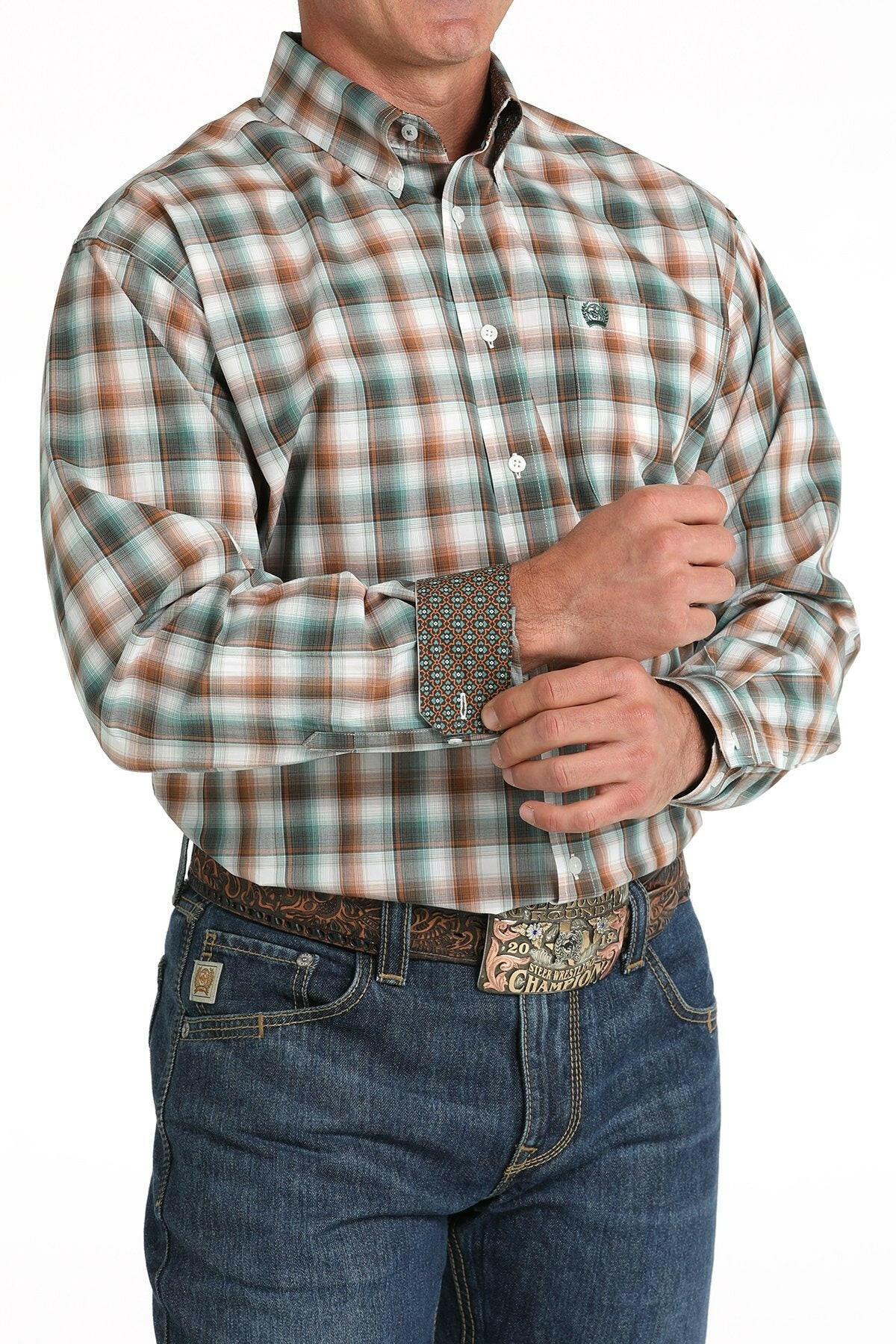 Cinch Men's Plaid Button Down Shirt.