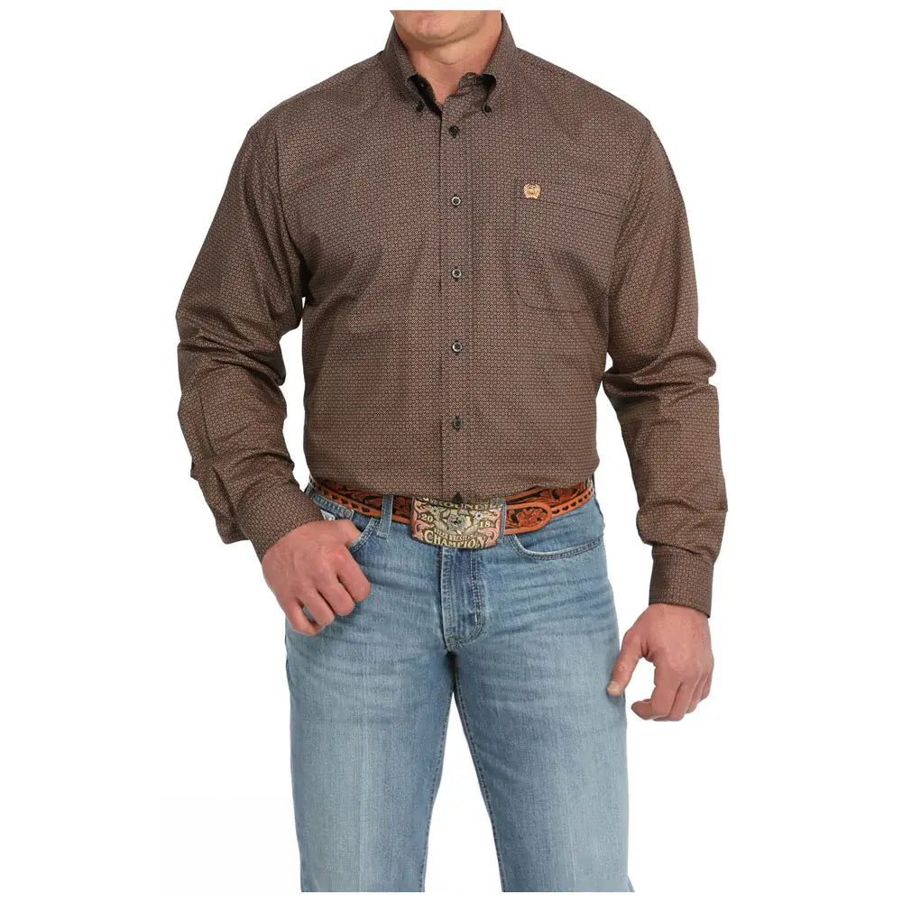 Cinch Men's Geometric Print Button Down Shirt.