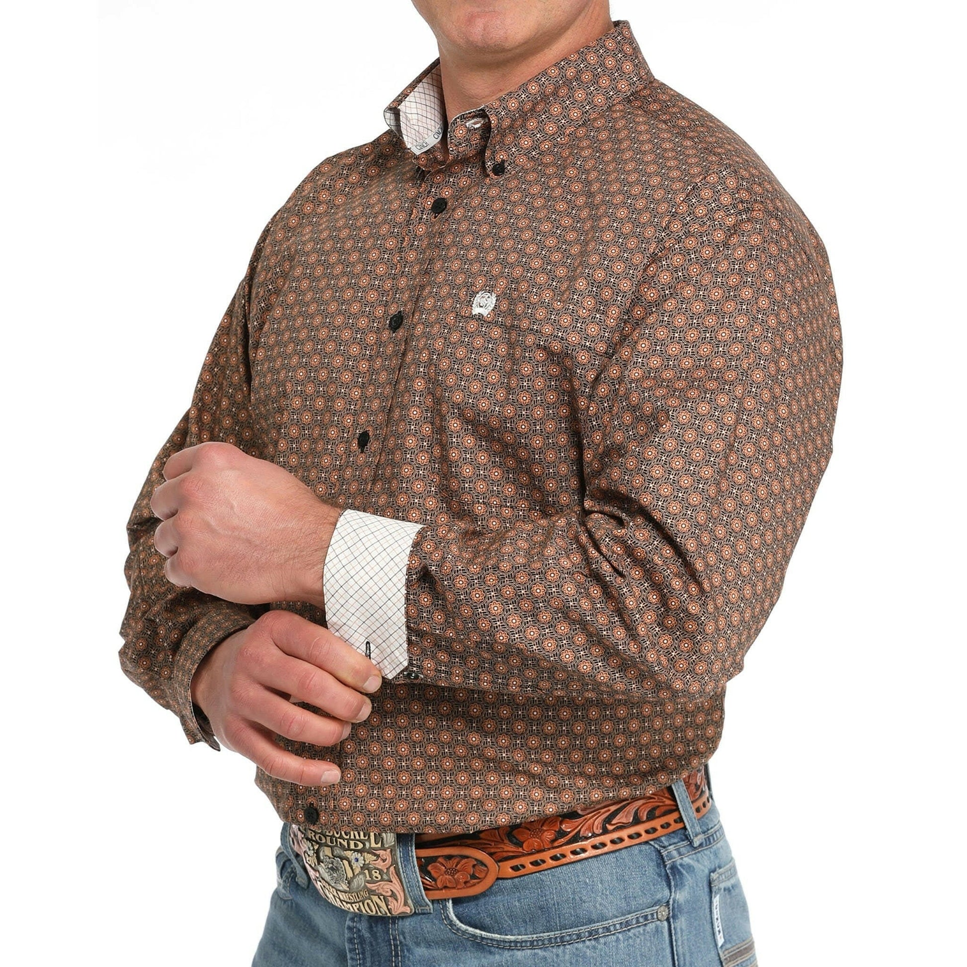 Cinch Men's Medallion Print Button Down Shirt.