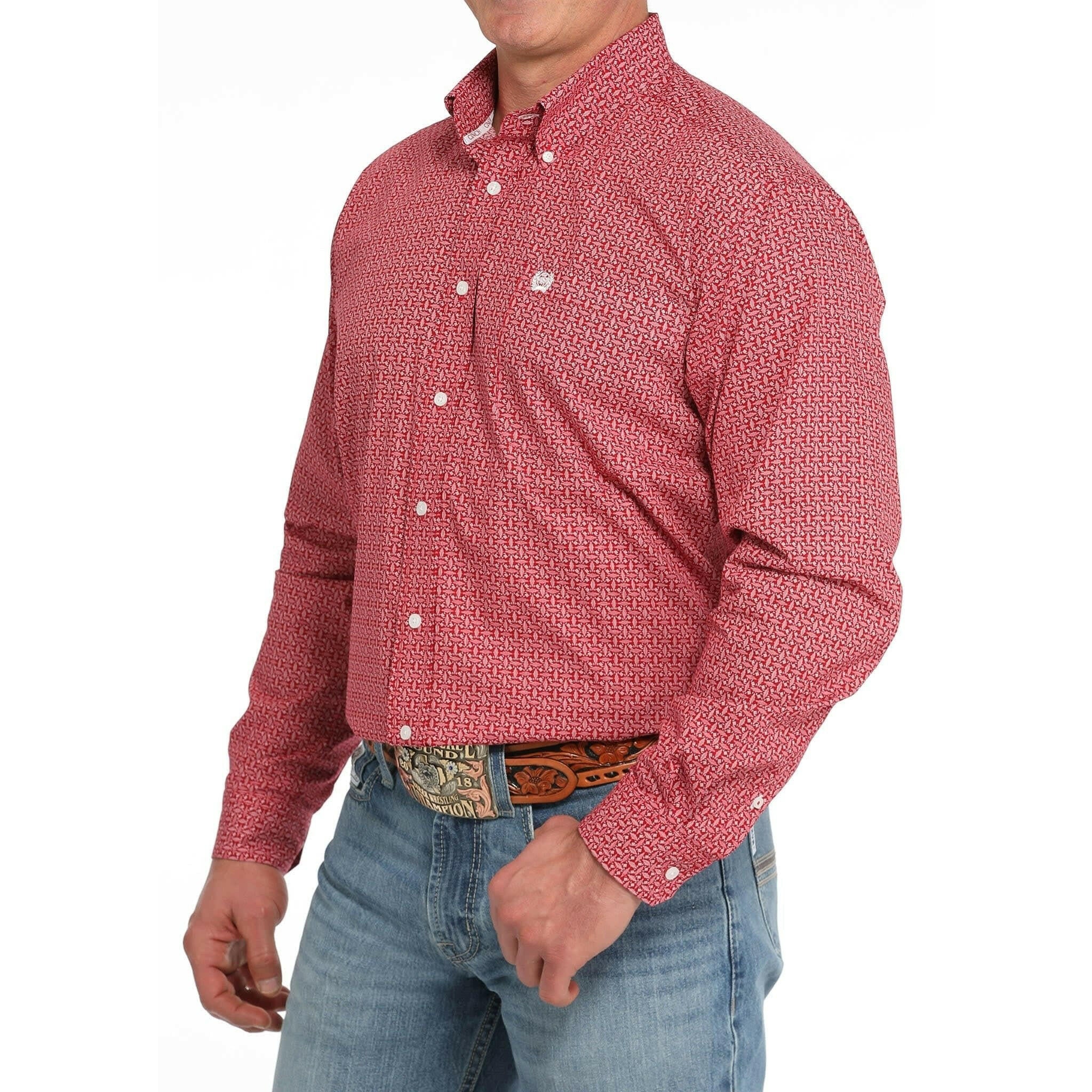 Cinch Men's Geometric Print Button Down Shirt.
