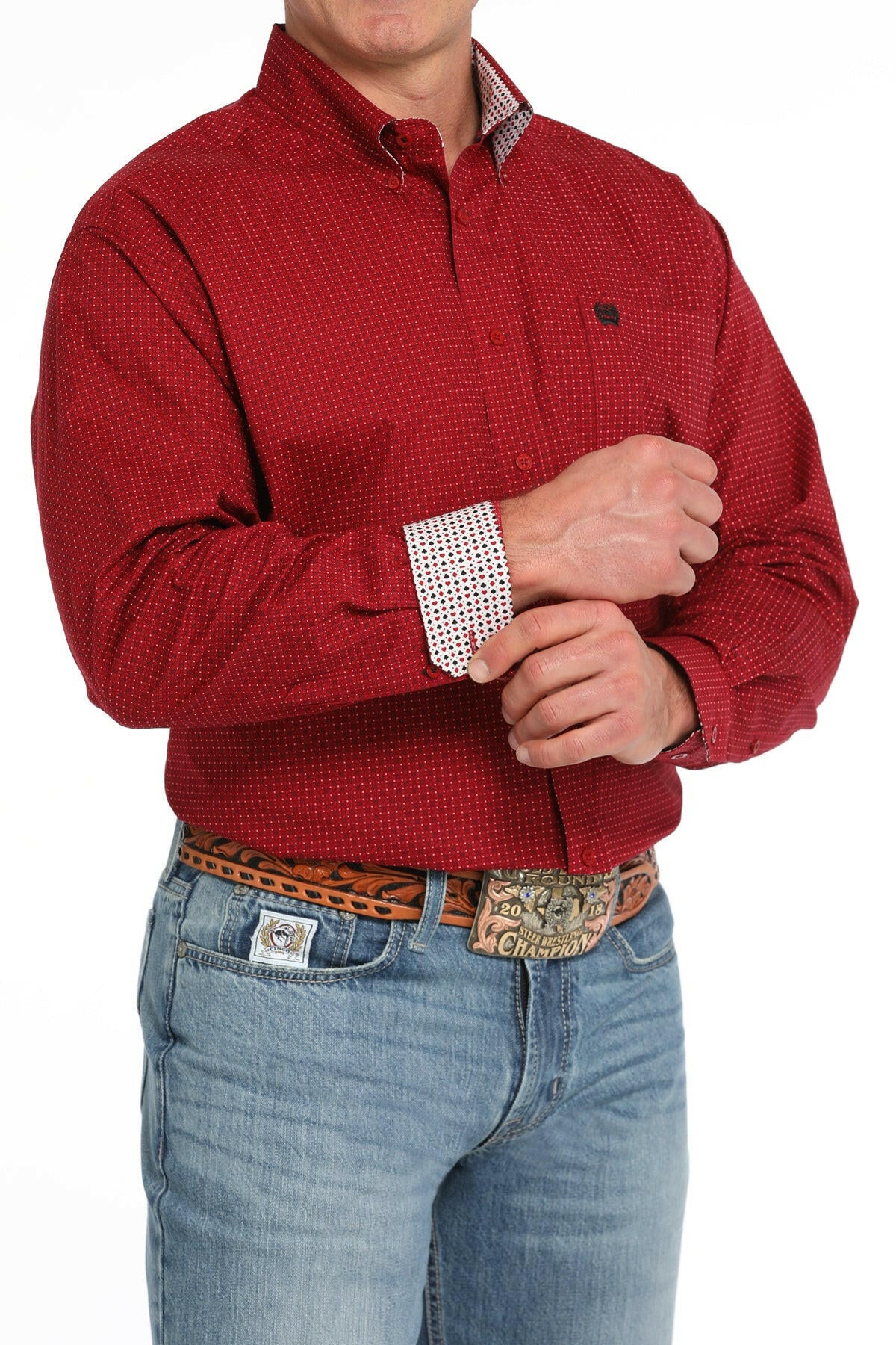 Cinch Men's Red Button Down Shirt.