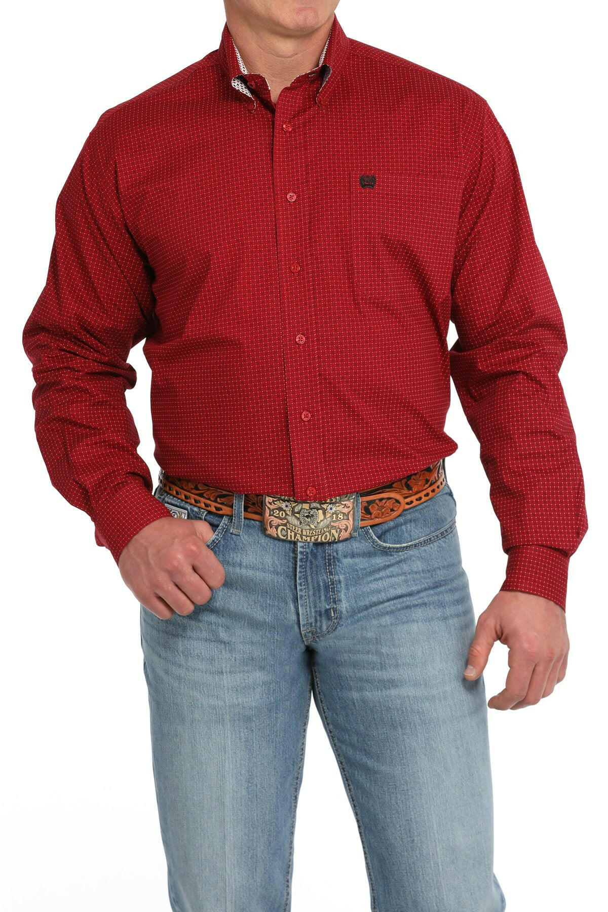 Cinch Men's Red Button Down Shirt.