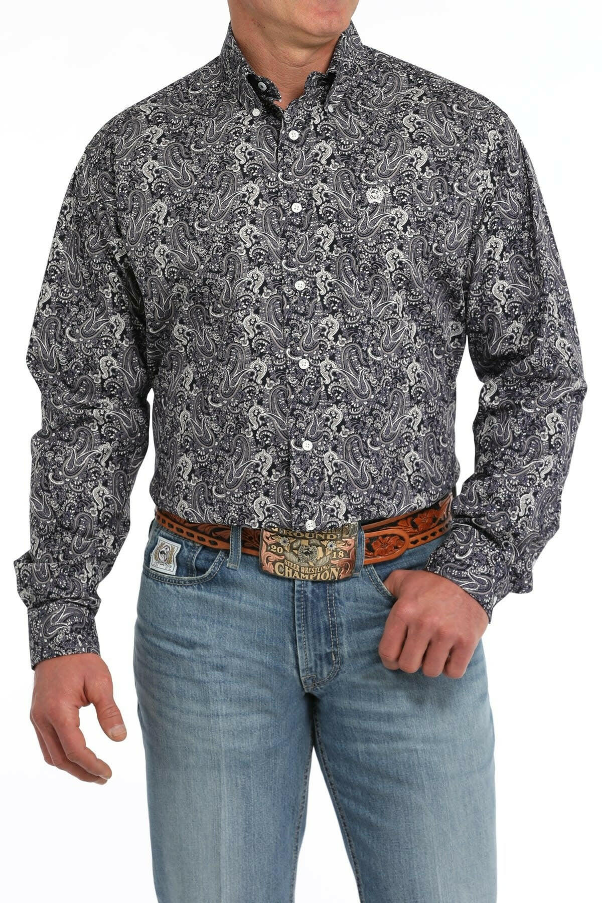 Cinch Men's Paisley Print Button Down Shirt.