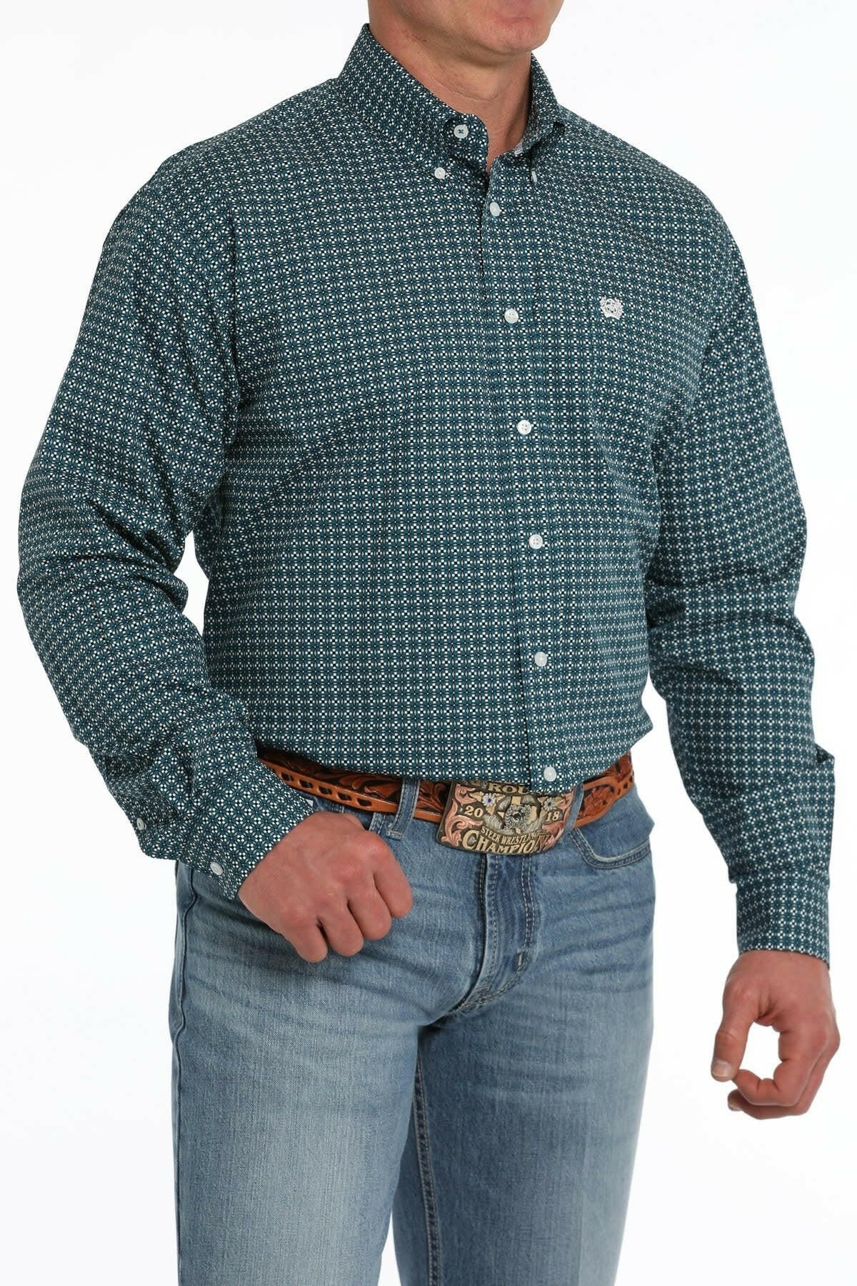 Cinch Men's Geometric Print Button Down Shirt.