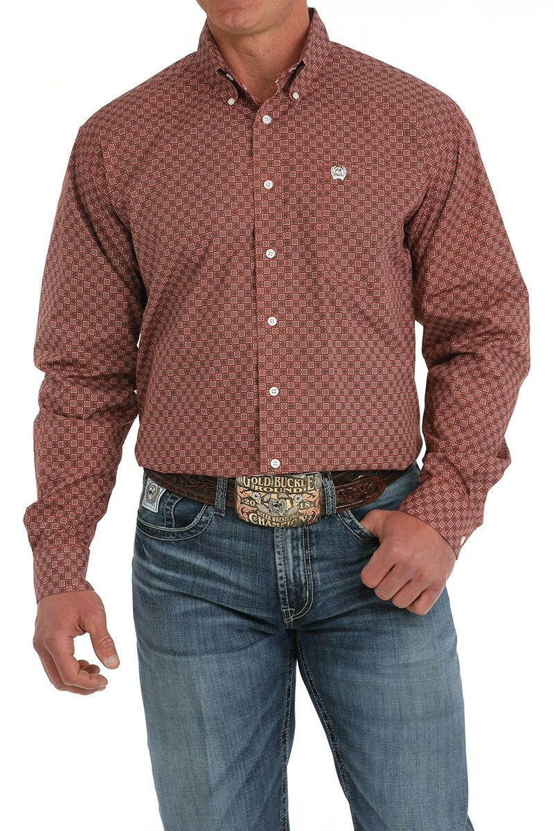 Cinch Men's Medallion Print Button Down Shirt.