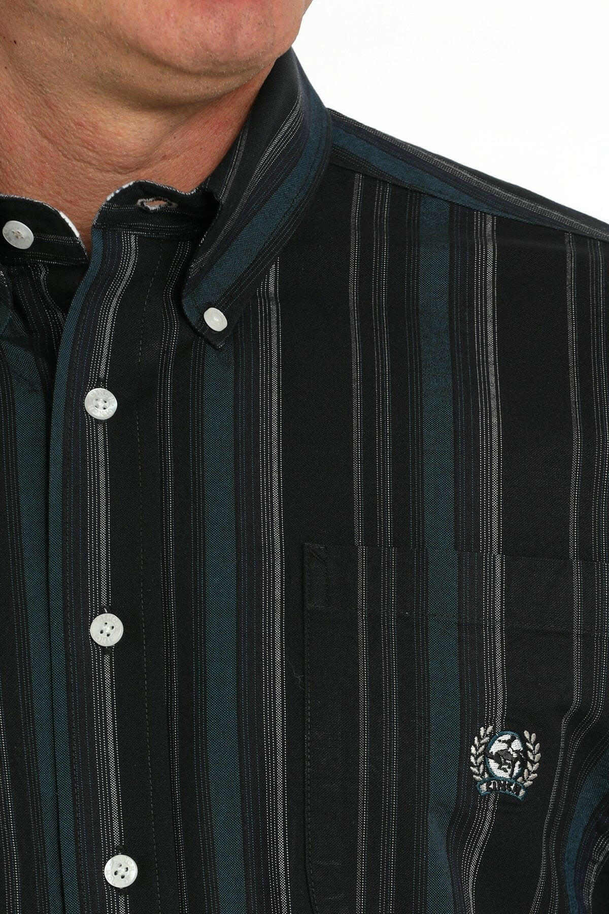 Cinch Men's Vintage Striped Print Button Down Shirt.