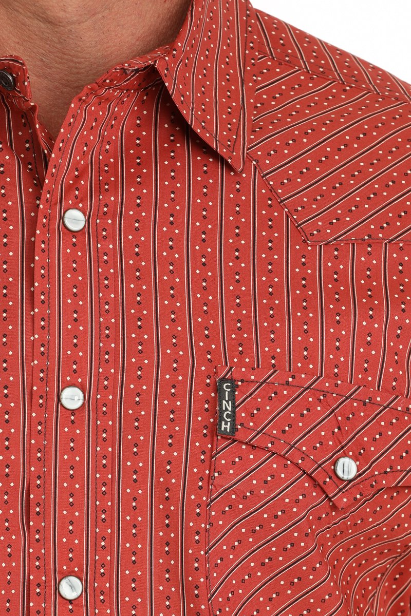 Cinch Men's Geometric Print Modern Fit Snap Front Shirt