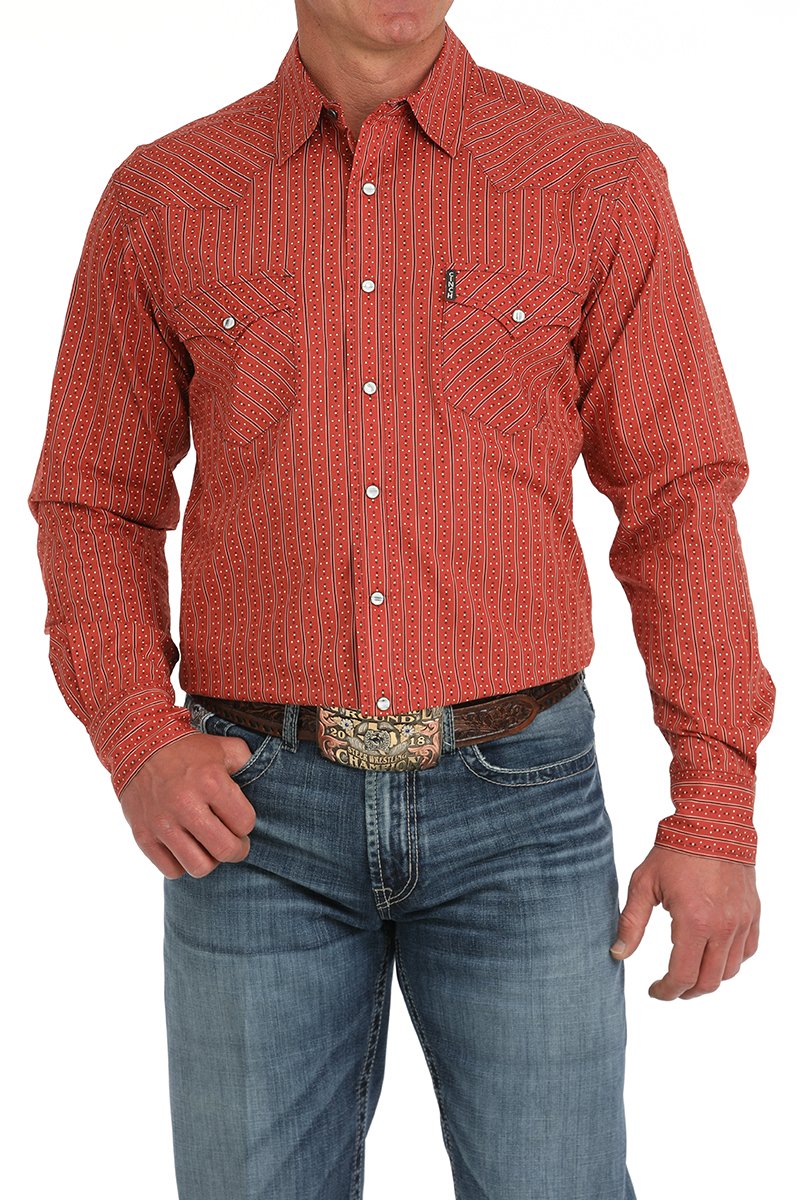 Cinch Men's Geometric Print Modern Fit Snap Front Shirt