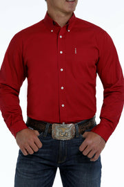 Cinch Men's Red Modern Fit Button Down Shirt.