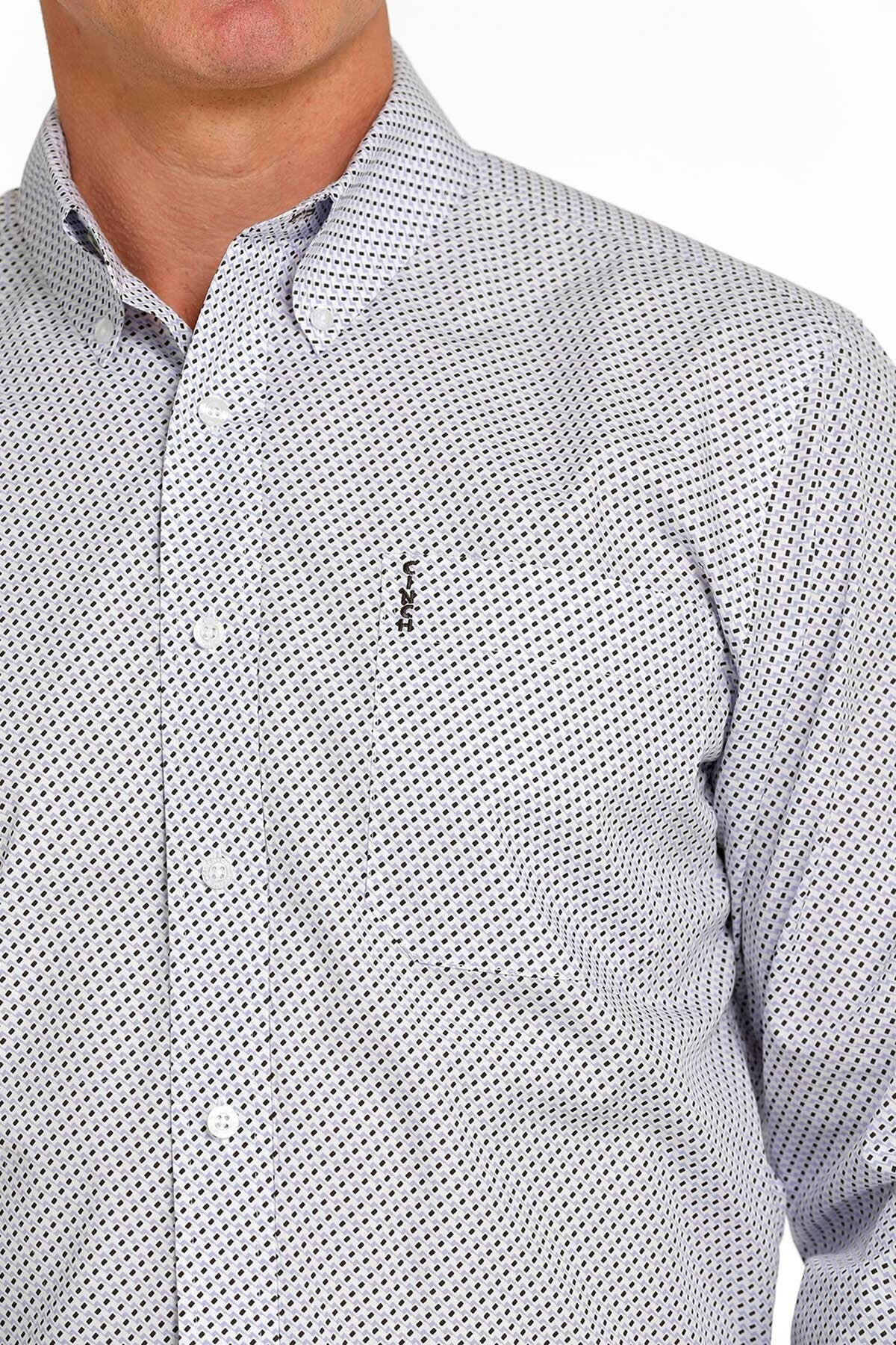 Cinch Men's White Patterned Shirt.