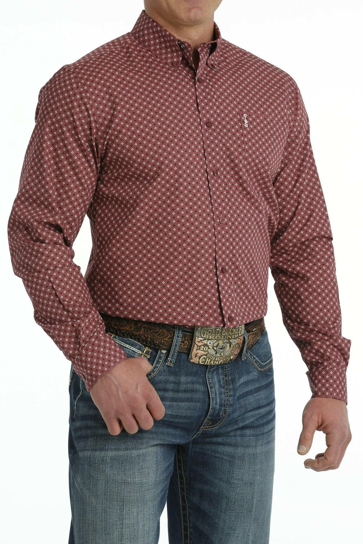 Cinch Men's Modern Fit Burgundy Shirt.