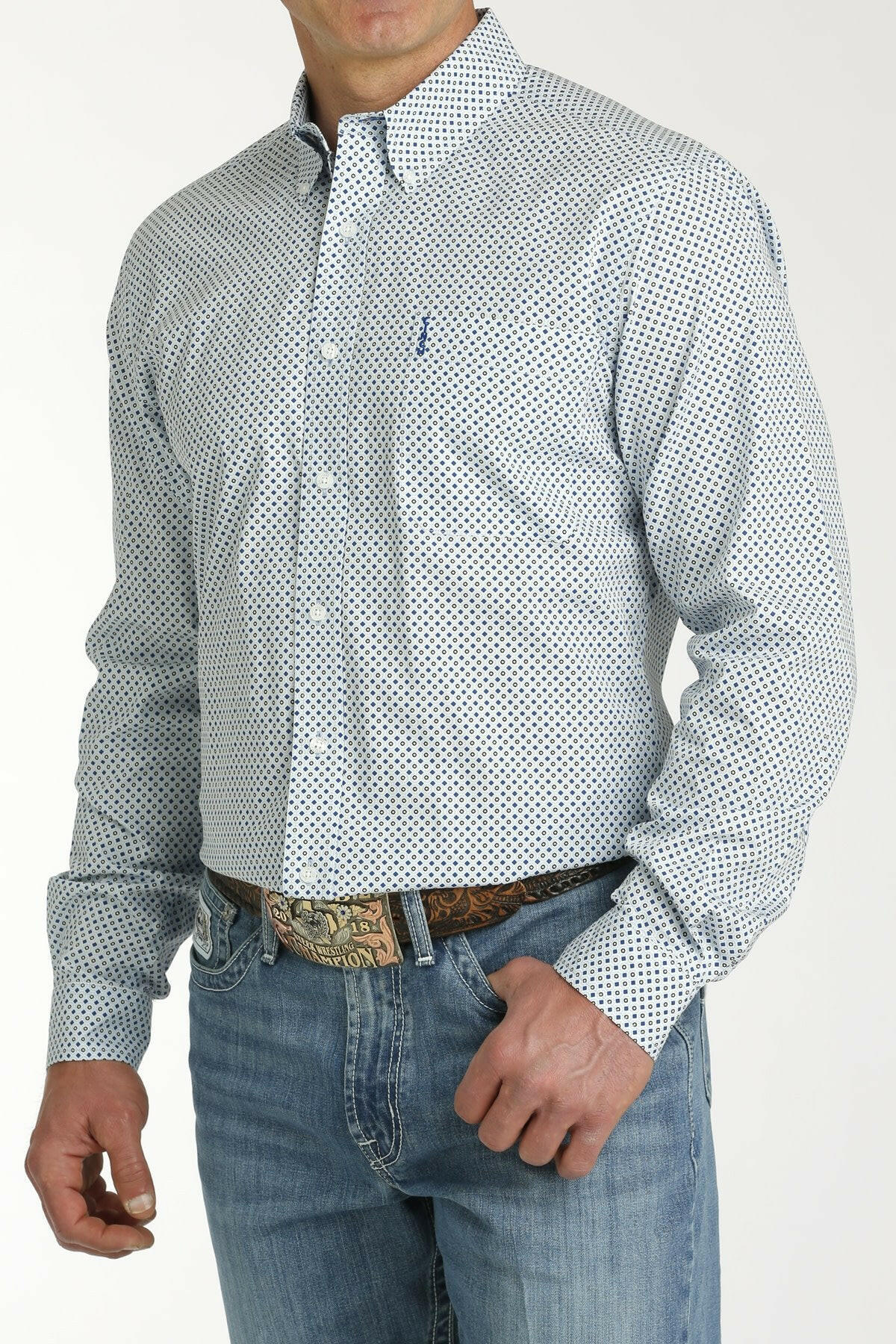 Cinch Men's Light Blue Button Down Shirt.