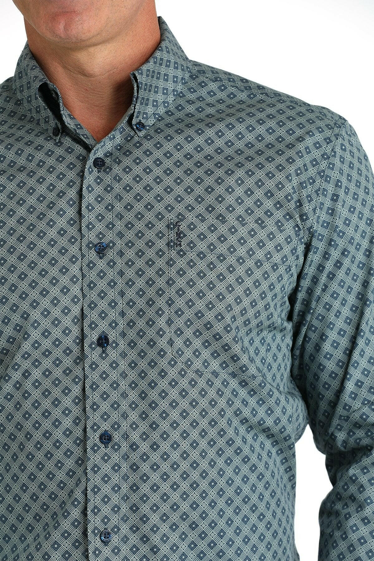 Cinch Men's Geometric Print Modern Fit Button Down Shirt.