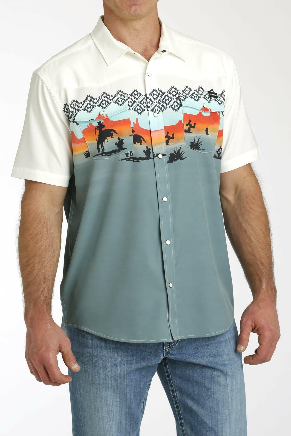 Cinch Men's Desert Border Camp Shirt Size Medium.
