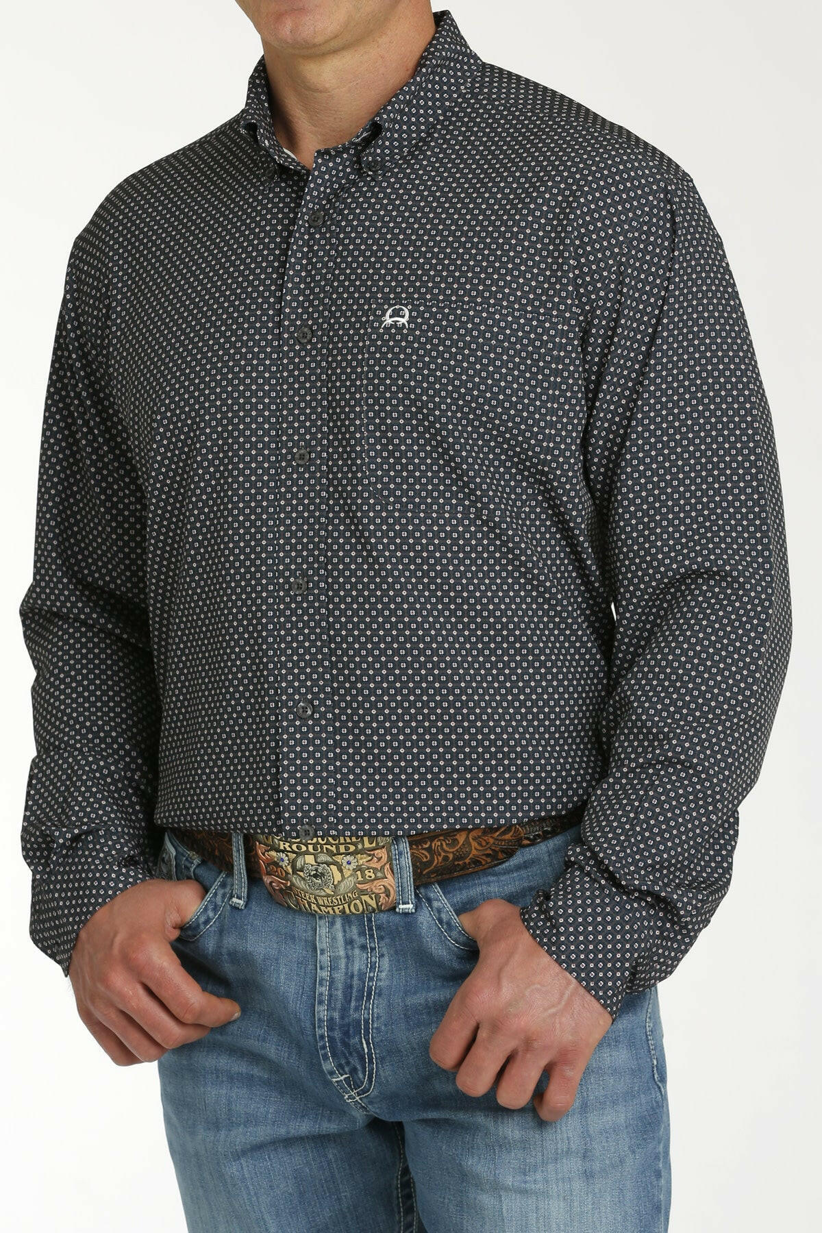 Cinch Men's Charcoal ARENAFLEX Button Down Shirt.