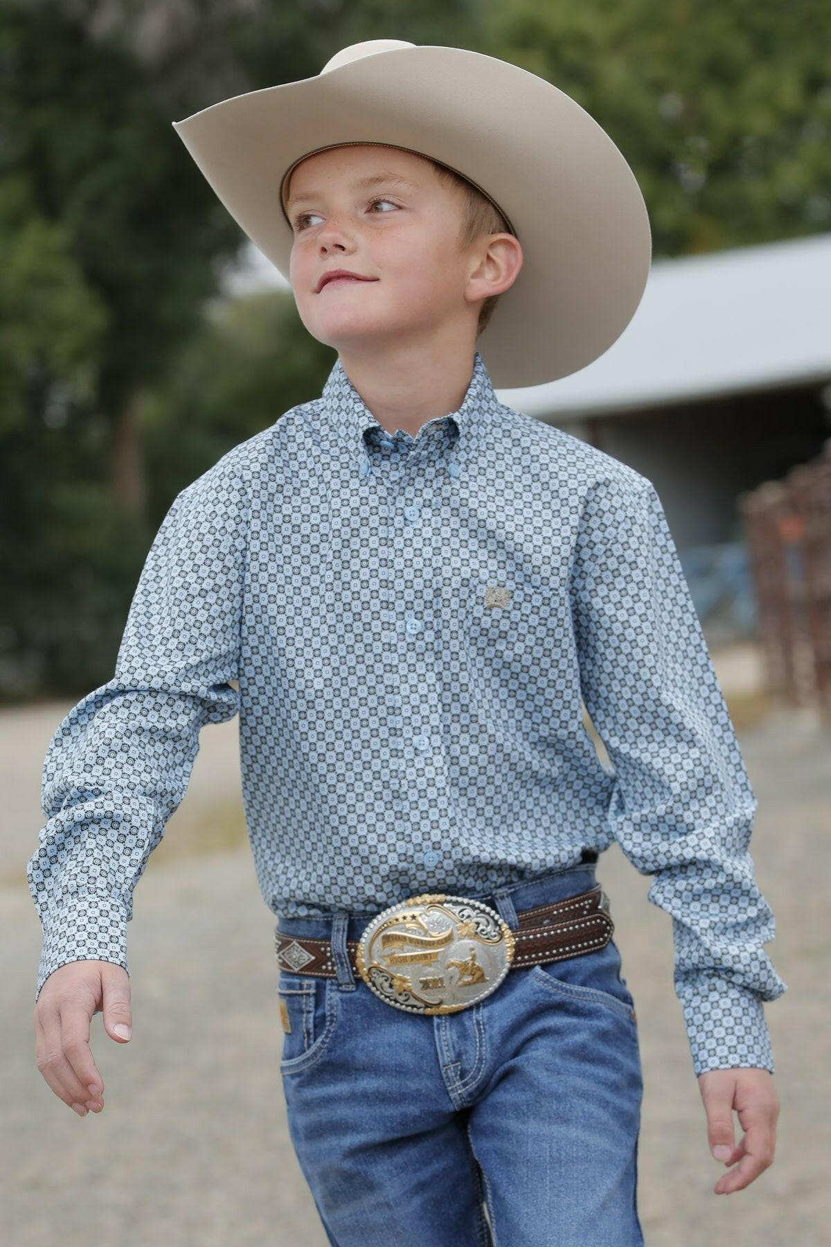 Cinch Boy's Light Blue Button Down Shirt.