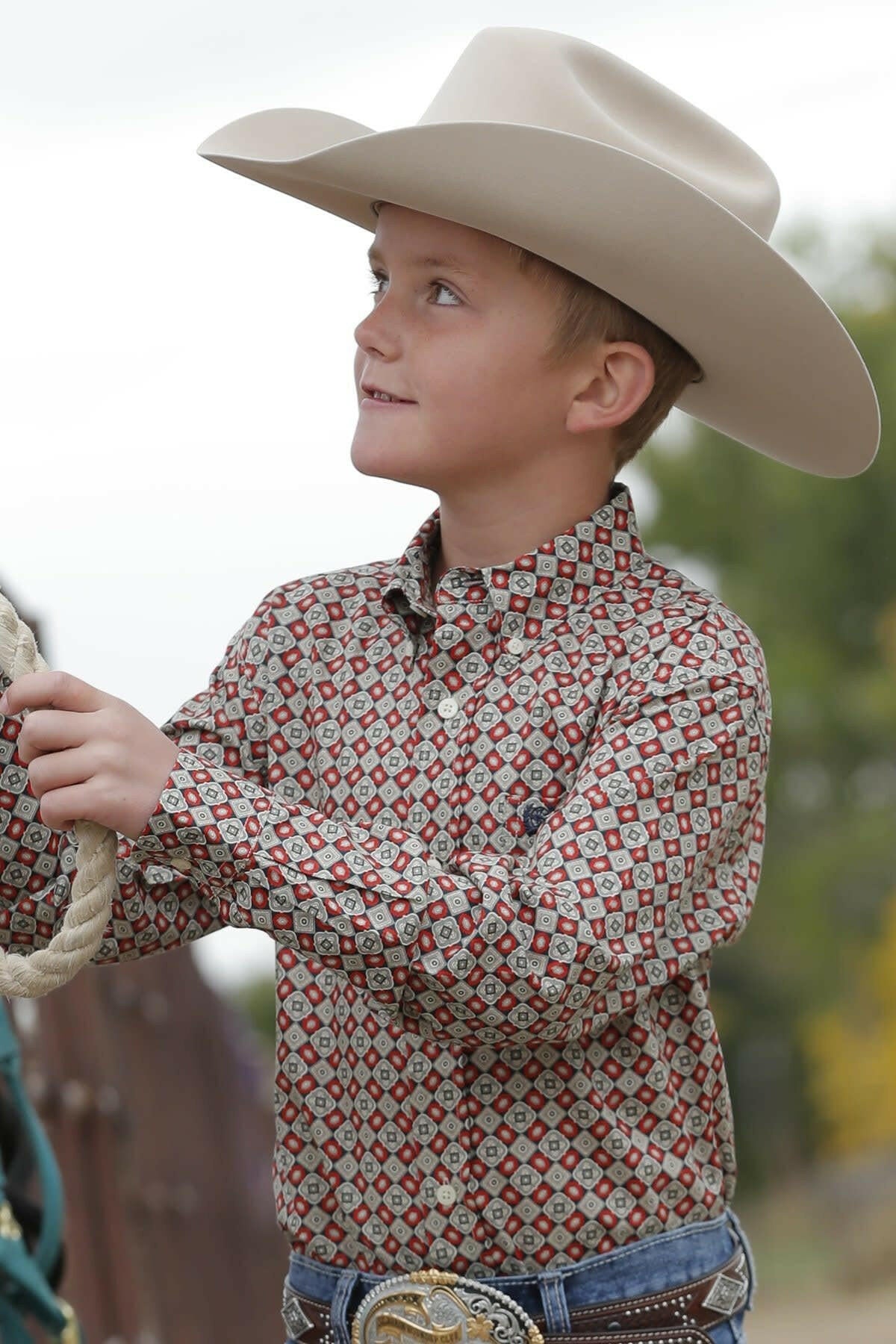 Cinch Boy's Geometric Print Button Down Shirt.