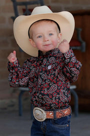 Cinch Infant Boy's Paisley Button Down Shirt Size 3-6Months.