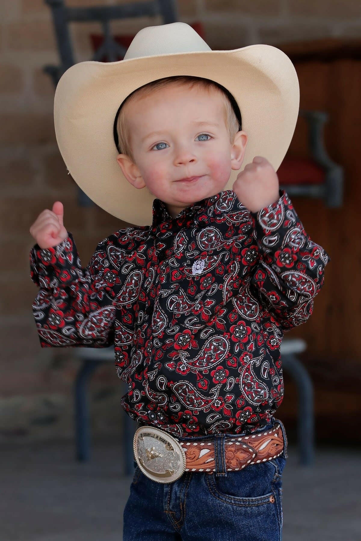 Cinch Infant Boy's Paisley Button Down Shirt Size 3-6Months.