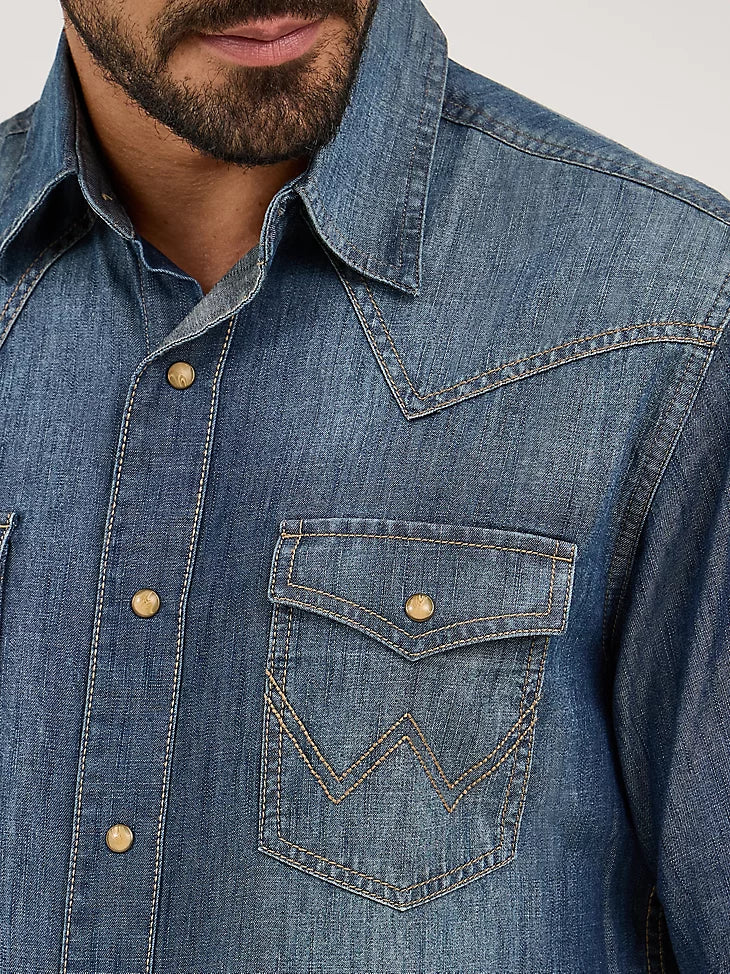 Wrangler Men's Retro Denim Snap Front Shirt MVR458D | Corral