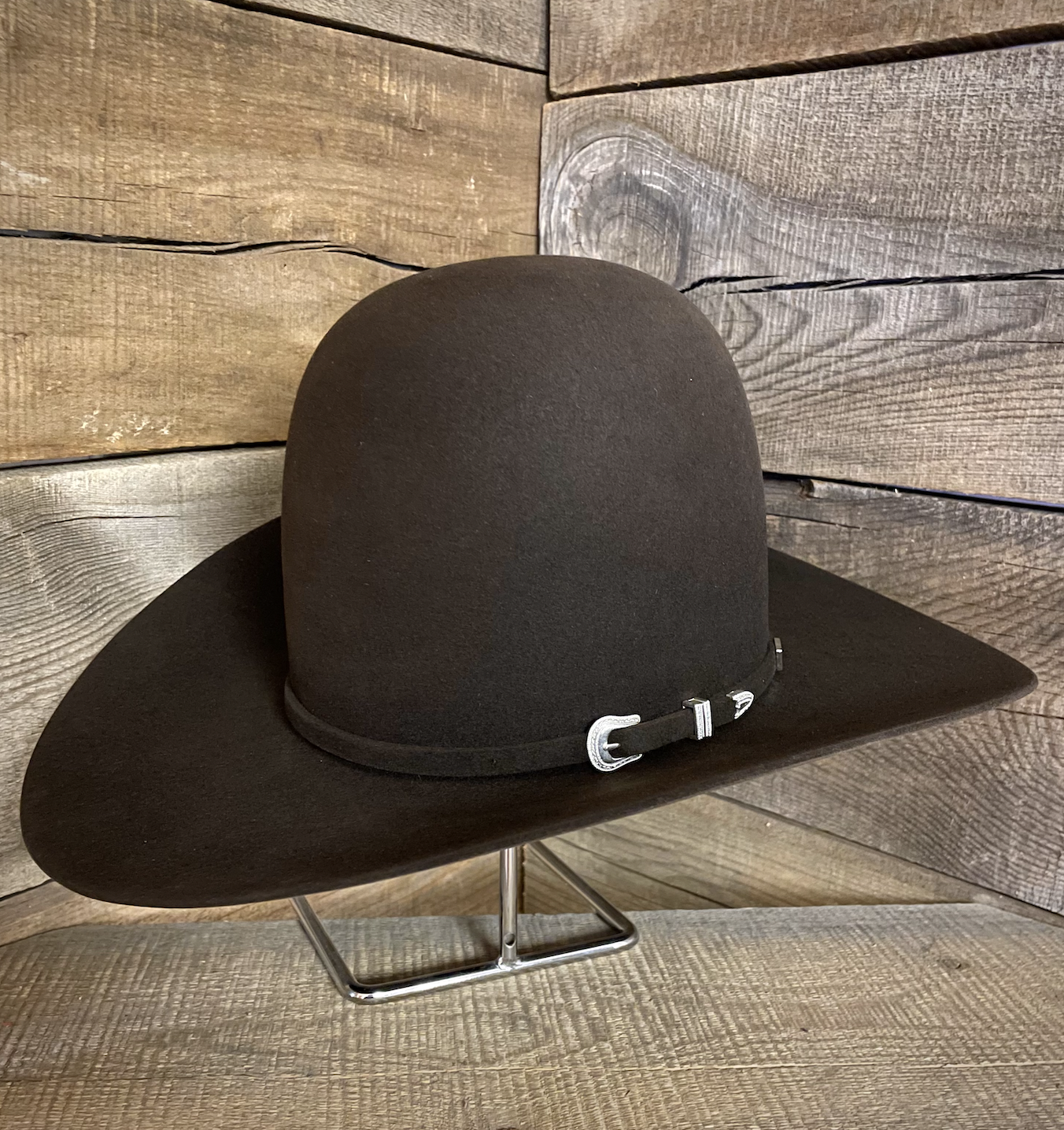 American 7X Chocolate Tall Open Crown Felt Hat