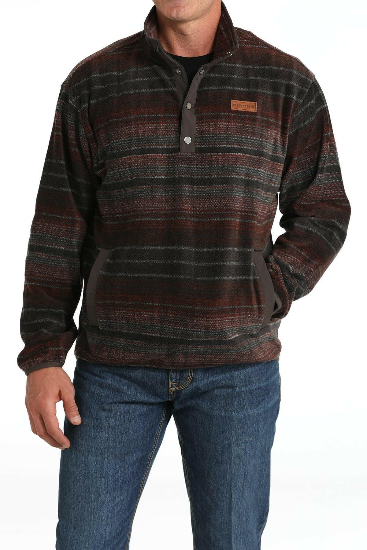 Cinch Men's Brown Polar Fleece Pullover.