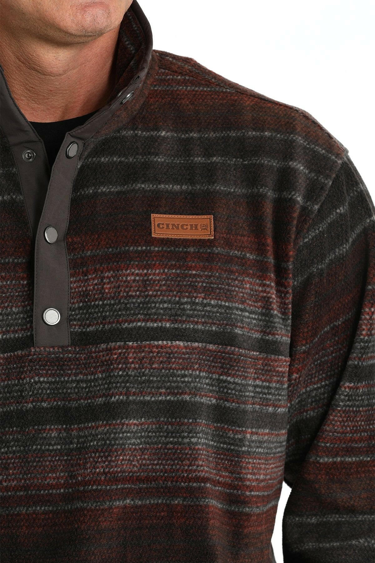 Cinch Men's Brown Polar Fleece Pullover.