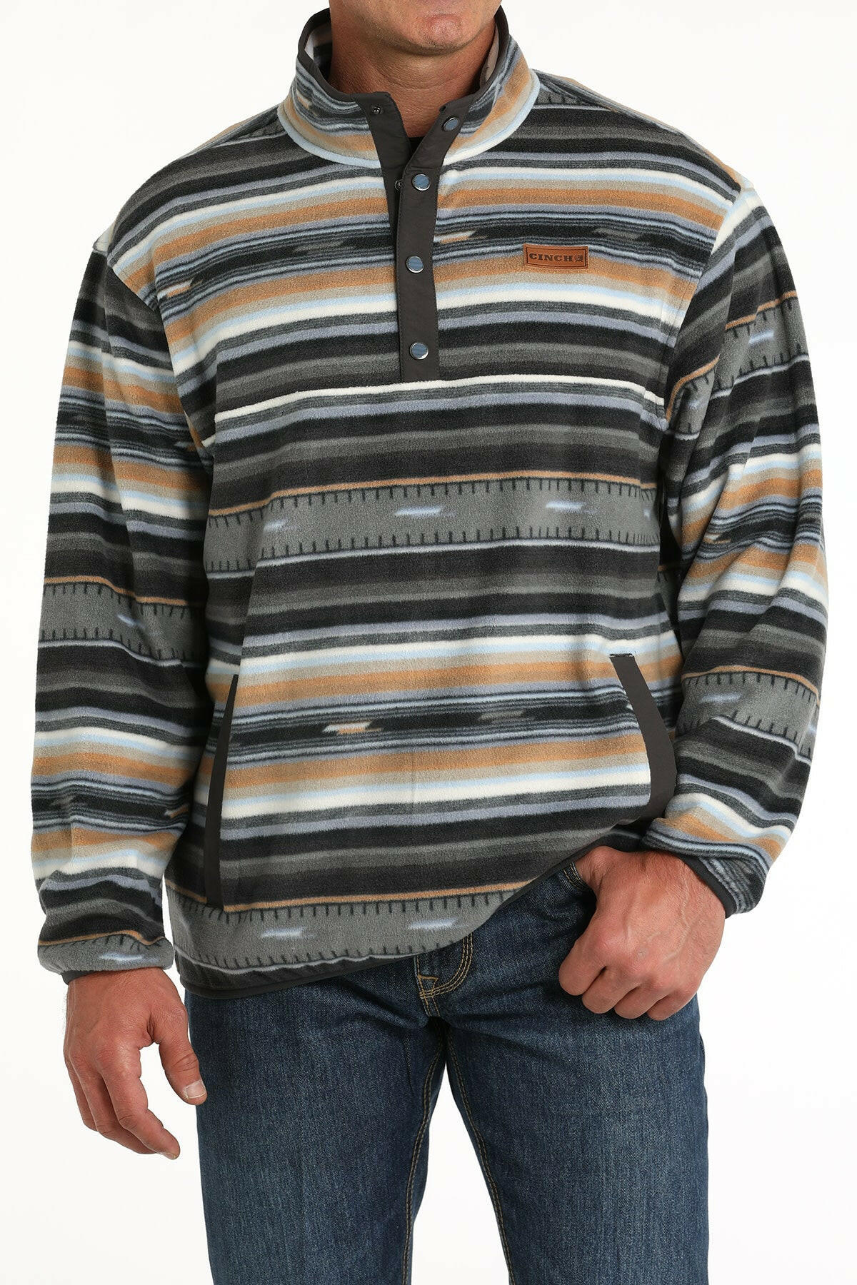 Cinch Men's Black Polar Fleece Pullover.