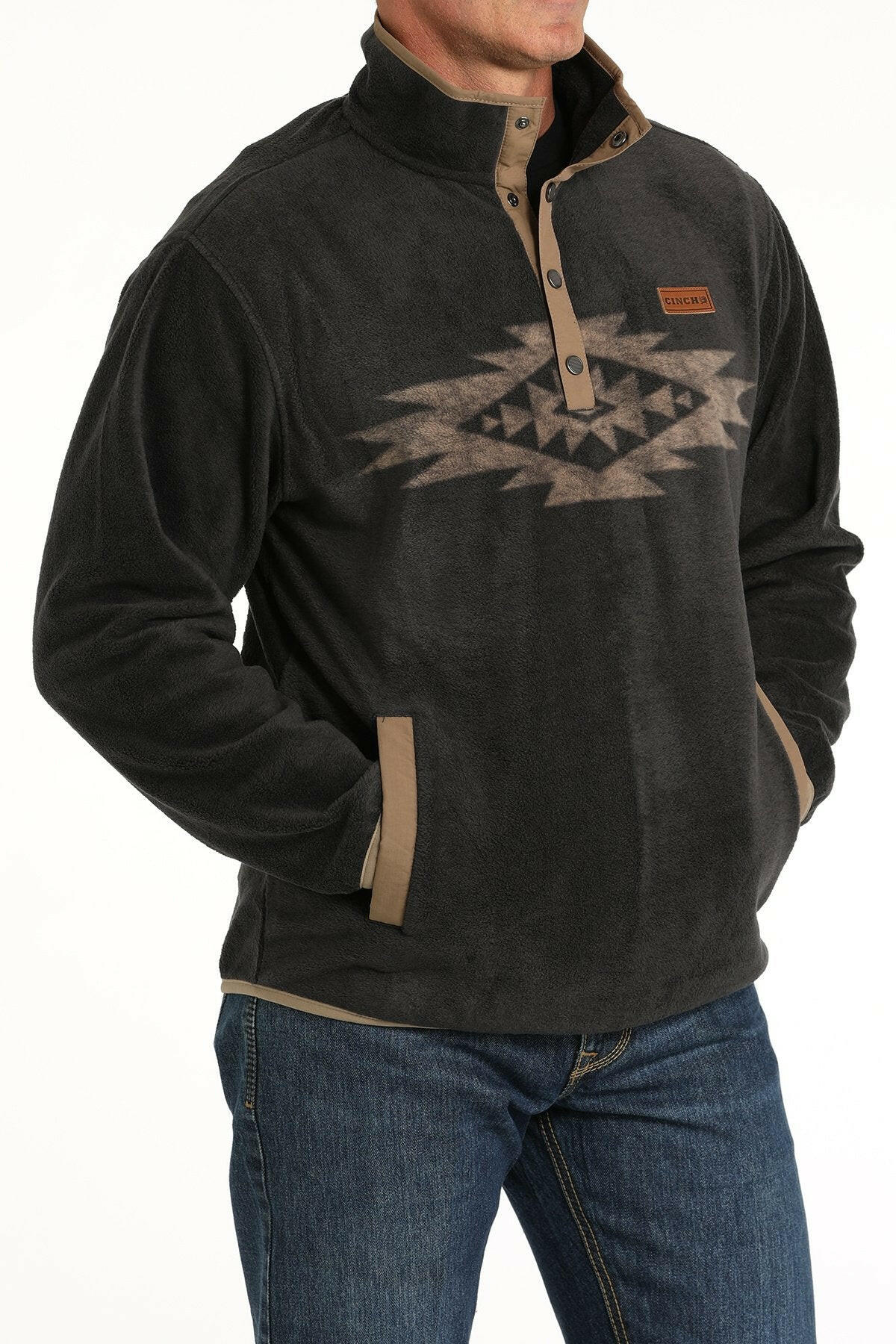 Cinch Men's Charcoal Polar Fleece Pullover.