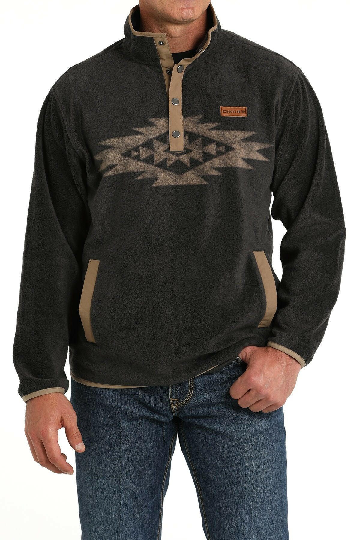 Cinch Men's Charcoal Polar Fleece Pullover.