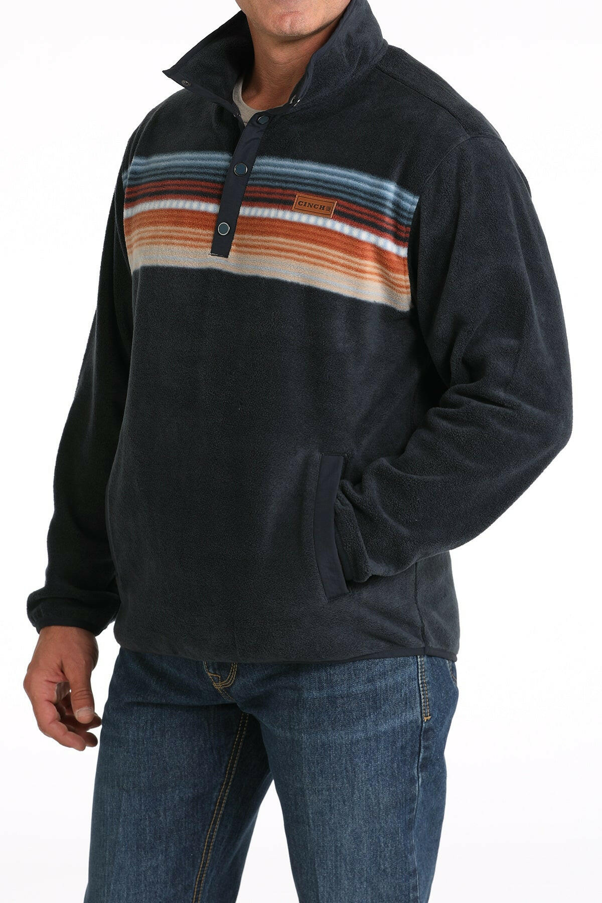Cinch Men's Navy Polar Fleece Pullover.