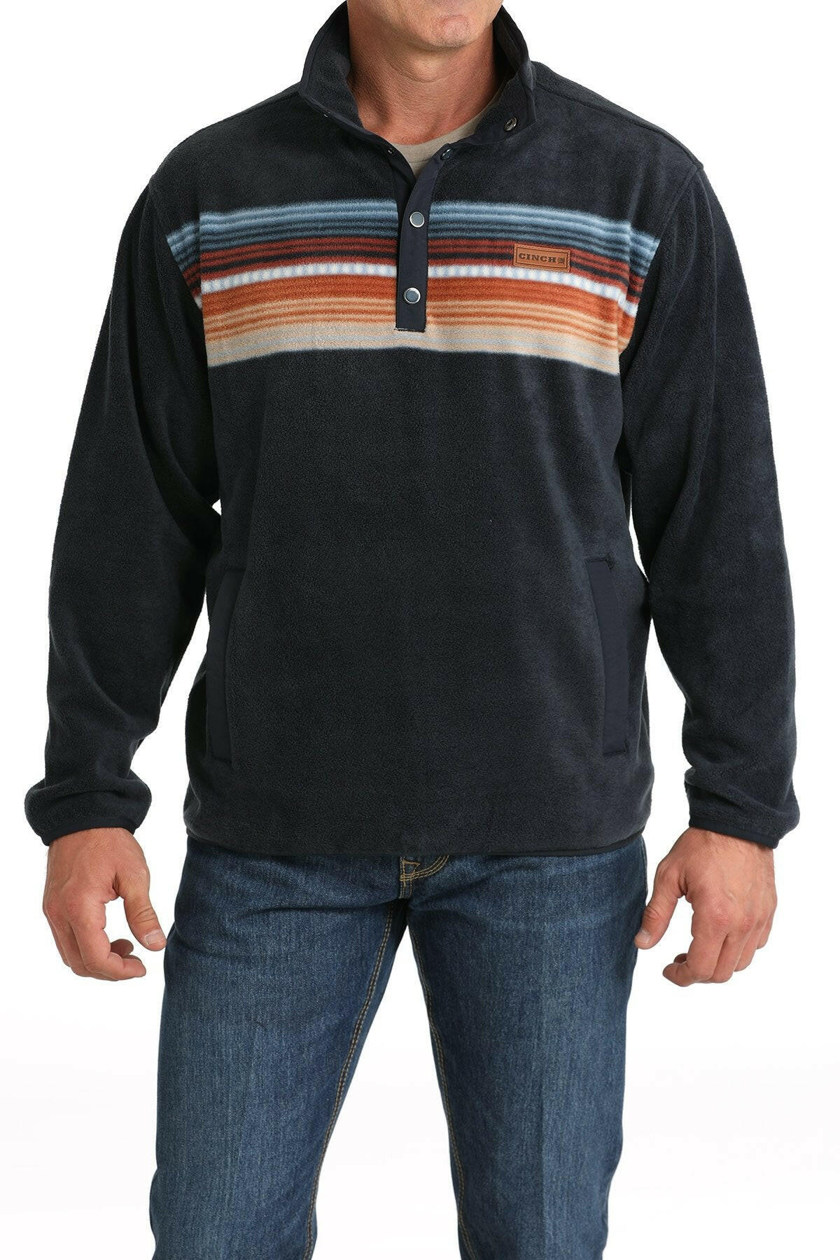 Cinch Men's Navy Polar Fleece Pullover.