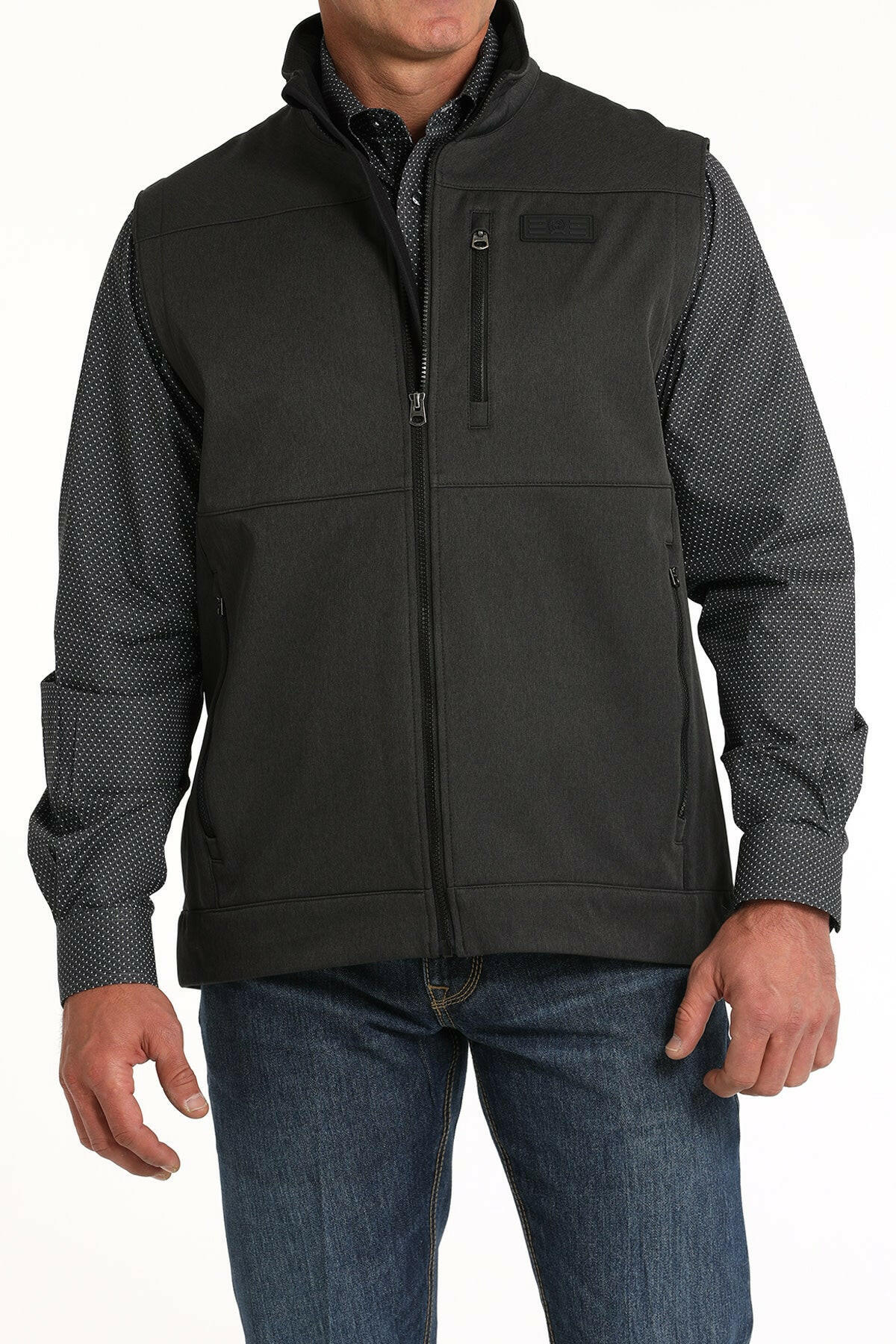 Cinch Men's Black Softshell Vest.