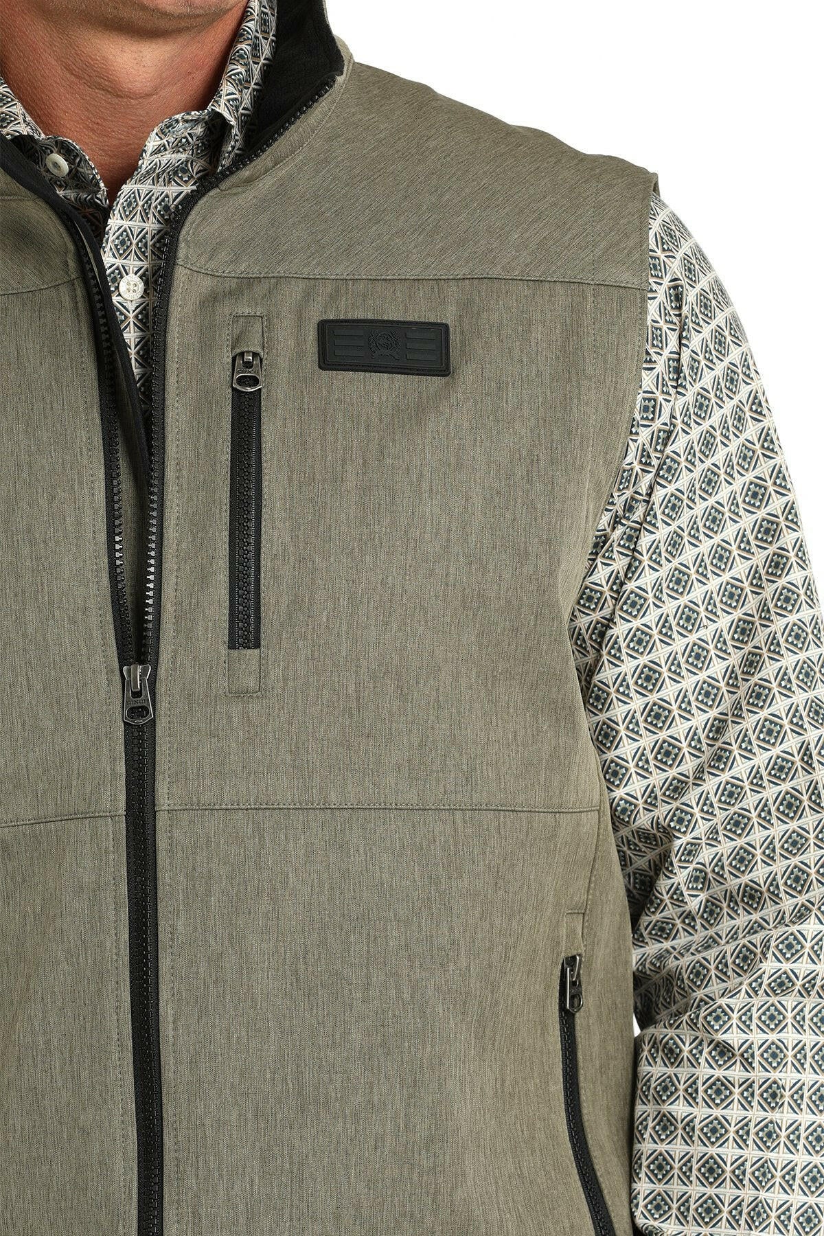 Cinch Men's Olive Softshell Vest.