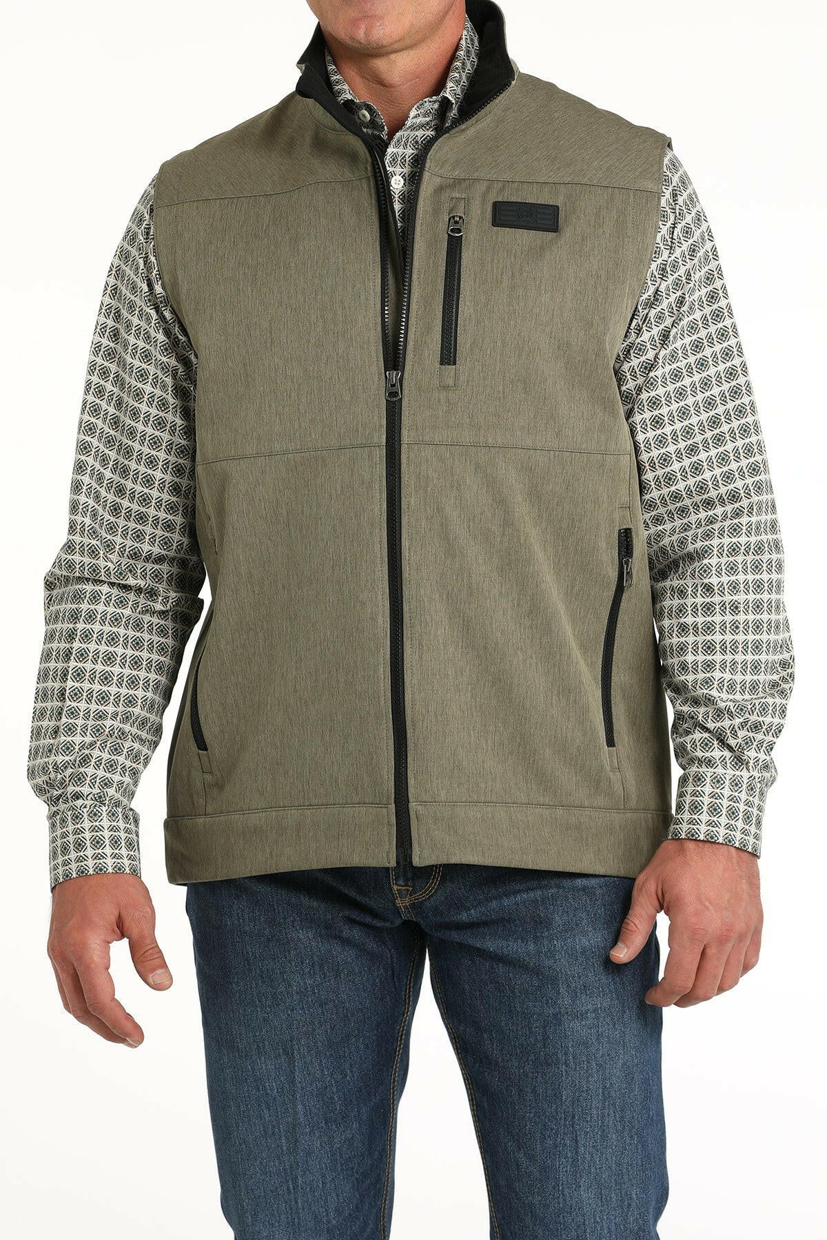 Cinch Men's Olive Softshell Vest.
