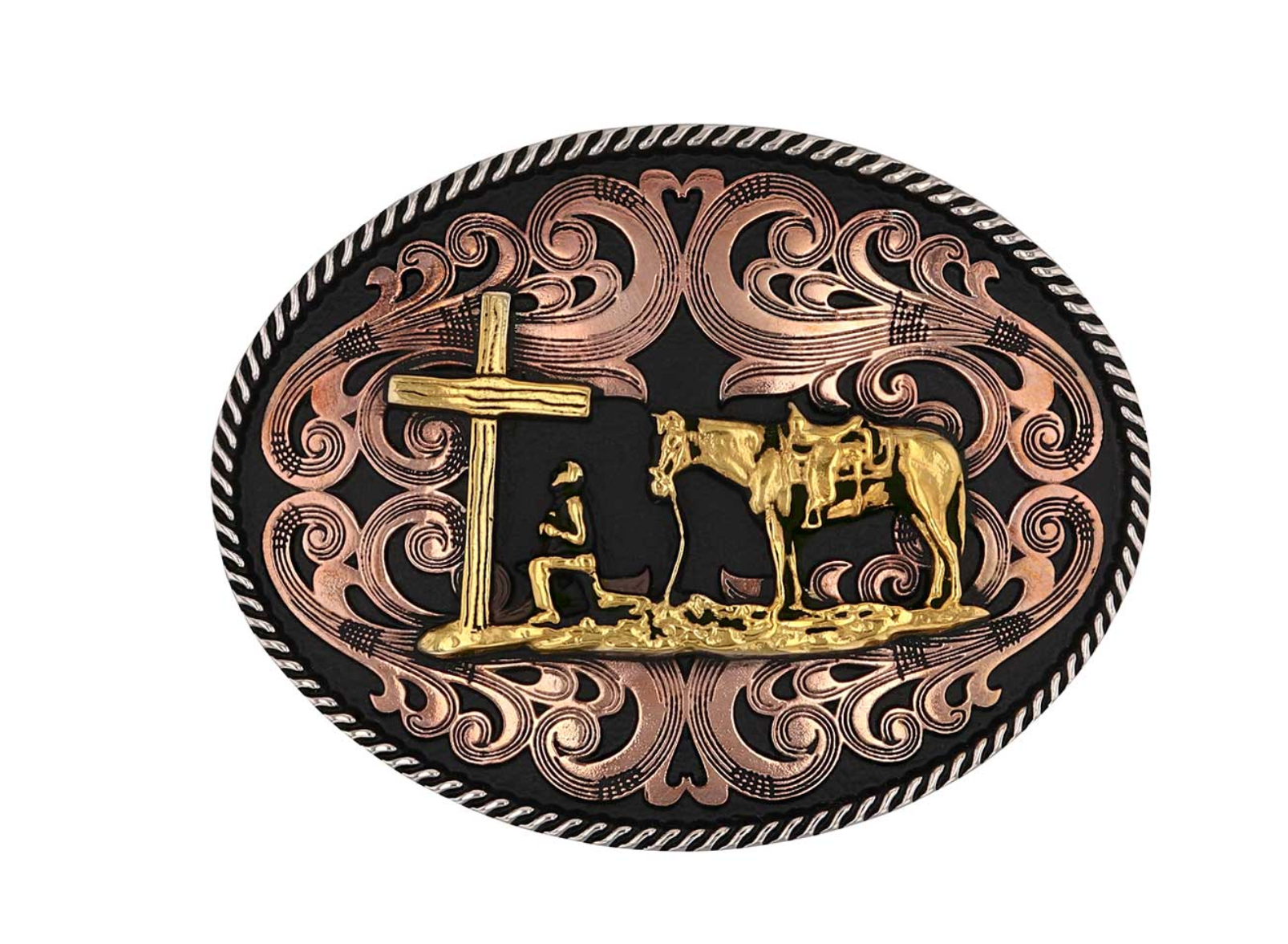 Montana Silversmiths Tri-tone Christian Cowboy Attitude Buckle A1005